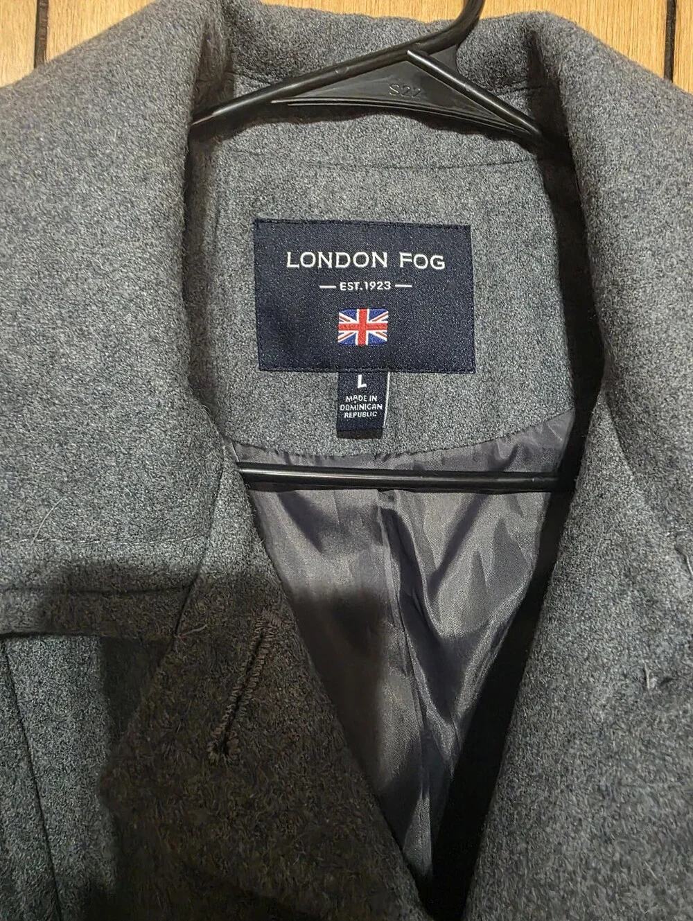London Fog Women's Wool Blend Charcoal Gray Pea Coat-Size Large - Picture 2 of 4